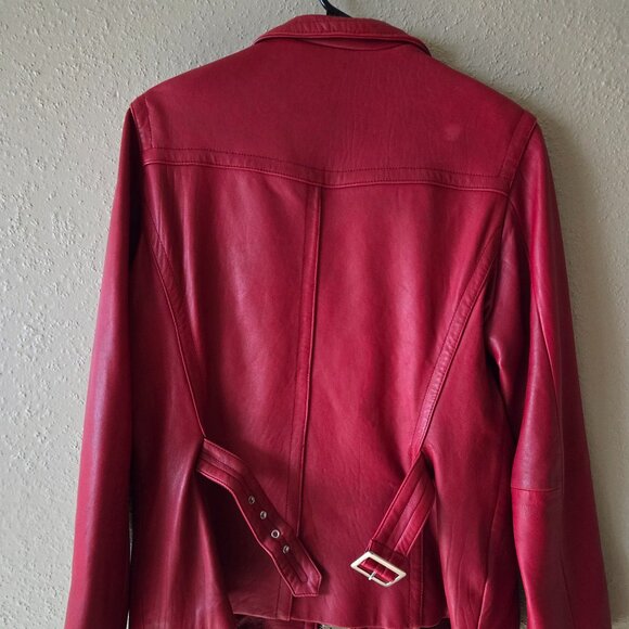 Red Leather Coat - Picture 2 of 6